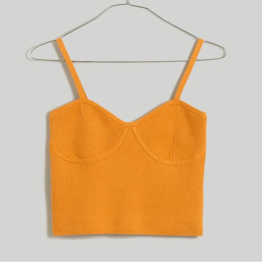 Madewell Corset-Detail Crop Sweater Tank Ochre Fresco Size XS EUC